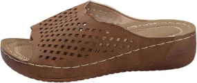Slippers for Women Summer Beach Platform Sandals Slip on Wide Width Sandals Leather Wedge Slippers Walking Shoes