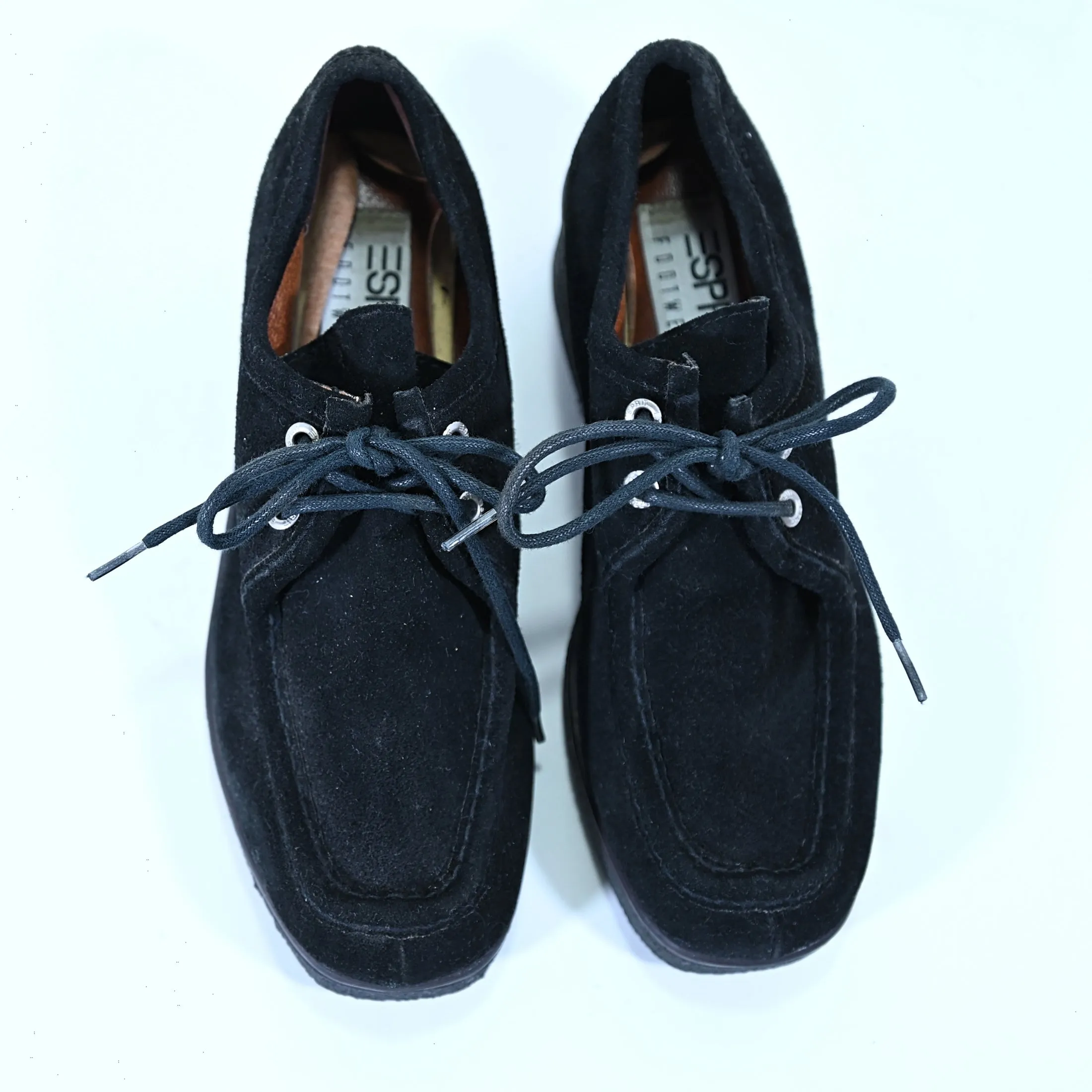 SOLD 90s Esprit Black Suede Oxford Creepers, Y2K Grunge Shoes 8