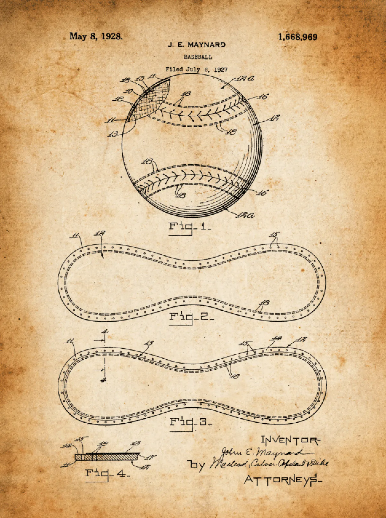 Sports Patent Print Set on Canvas