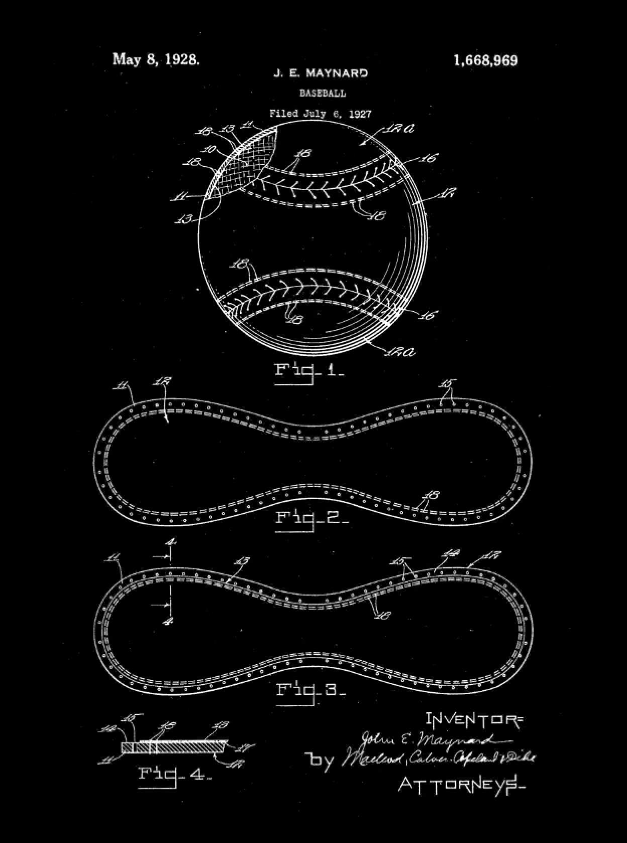 Sports Patent Print Set on Canvas