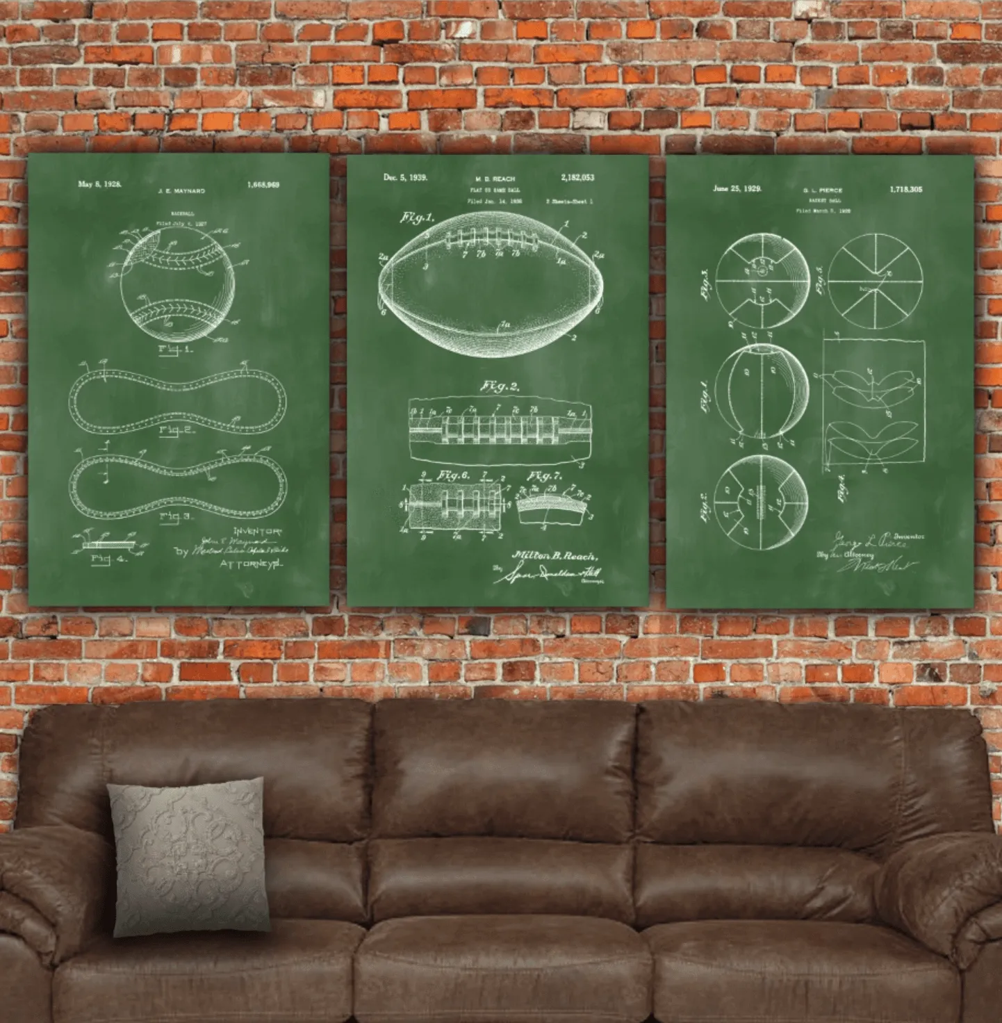 Sports Patent Print Set on Canvas