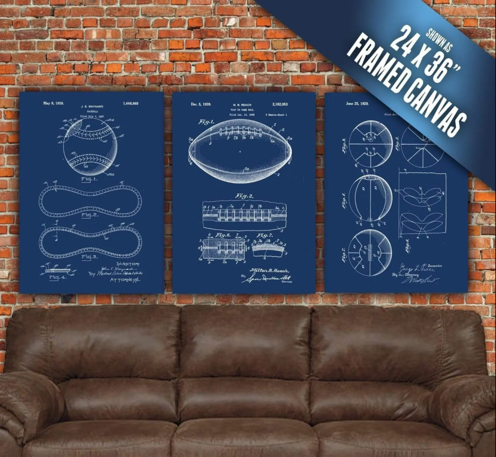 Sports Patent Print Set on Canvas