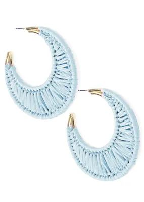 Summer Wrapped Raffia Earrings-Aqua