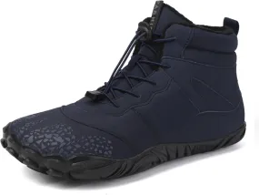 Tongzone Wide Toe Box Men's Women's Barefoot Shoes Fur Lined Zero Drop Sole High top Walking shoes Winter