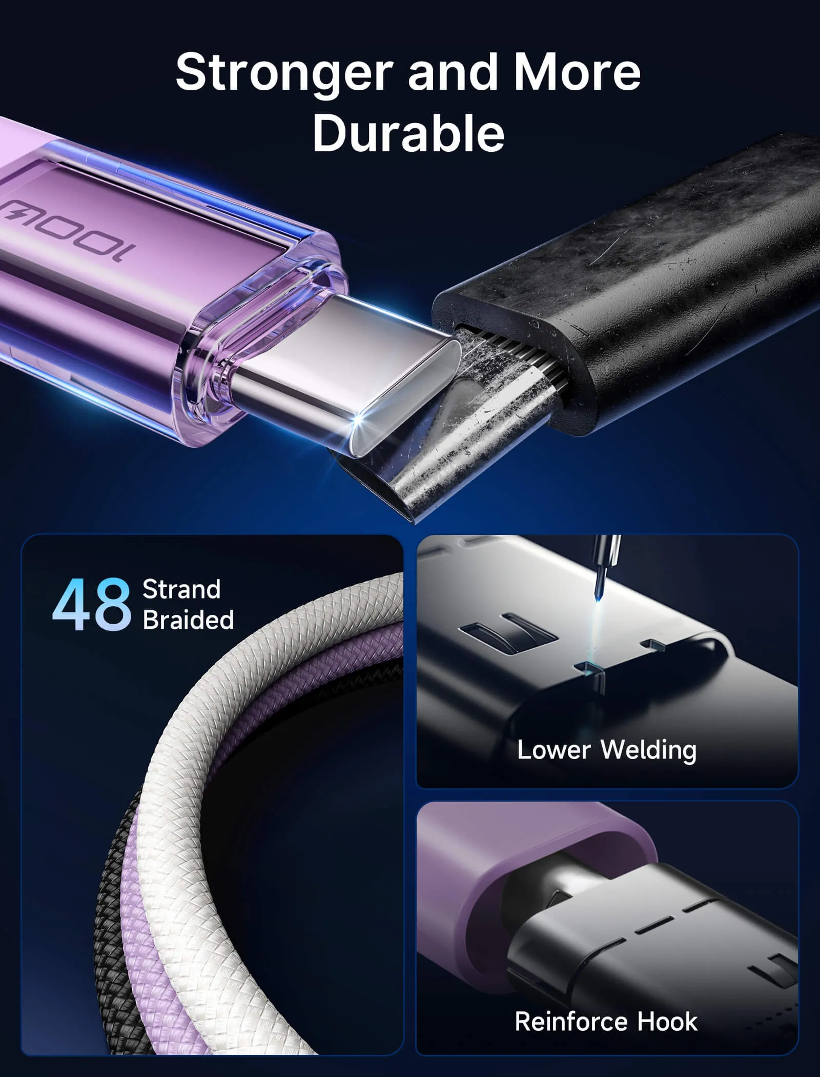 Transparent 100W USB-C to USB-C Charing Cable