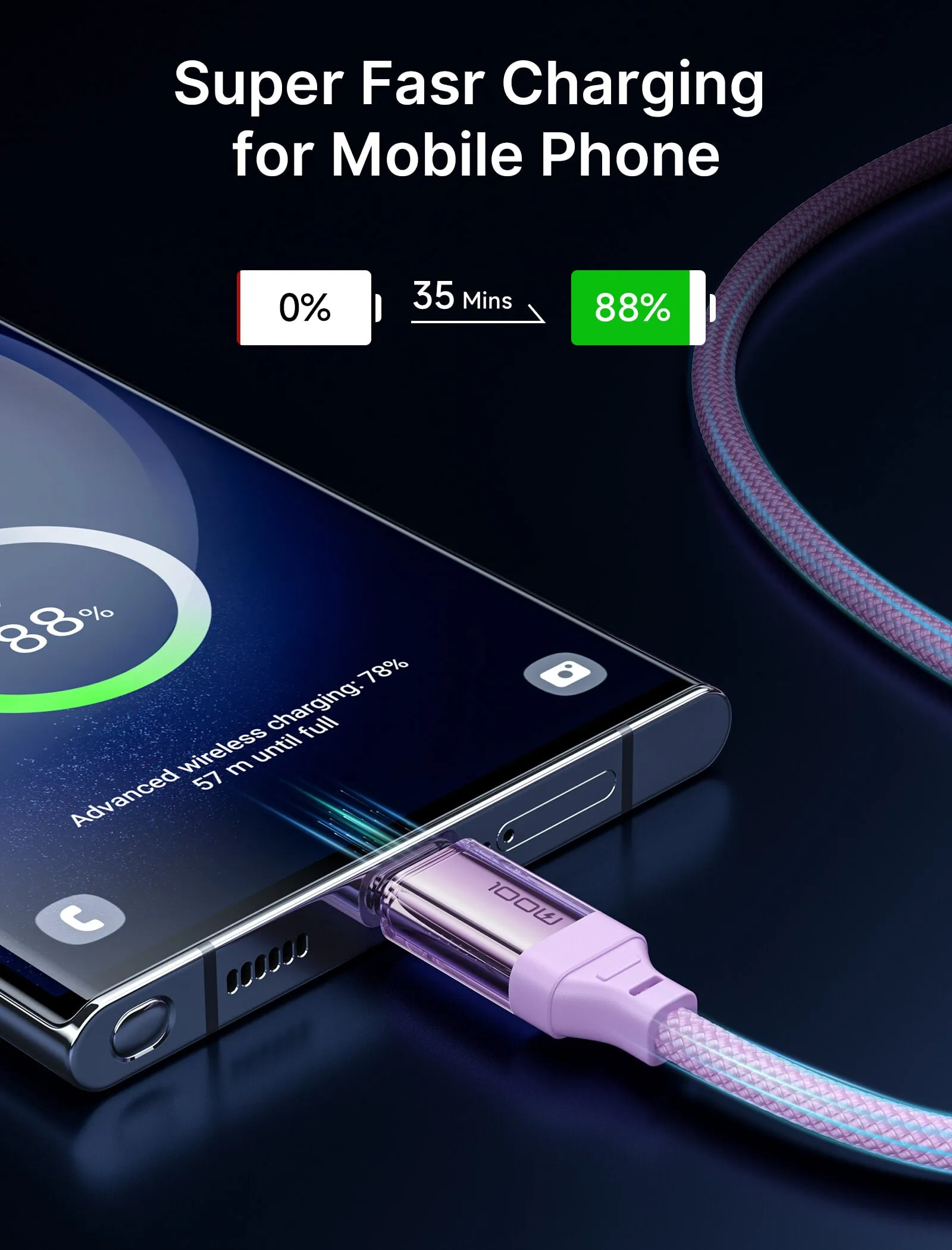 Transparent 100W USB-C to USB-C Charing Cable