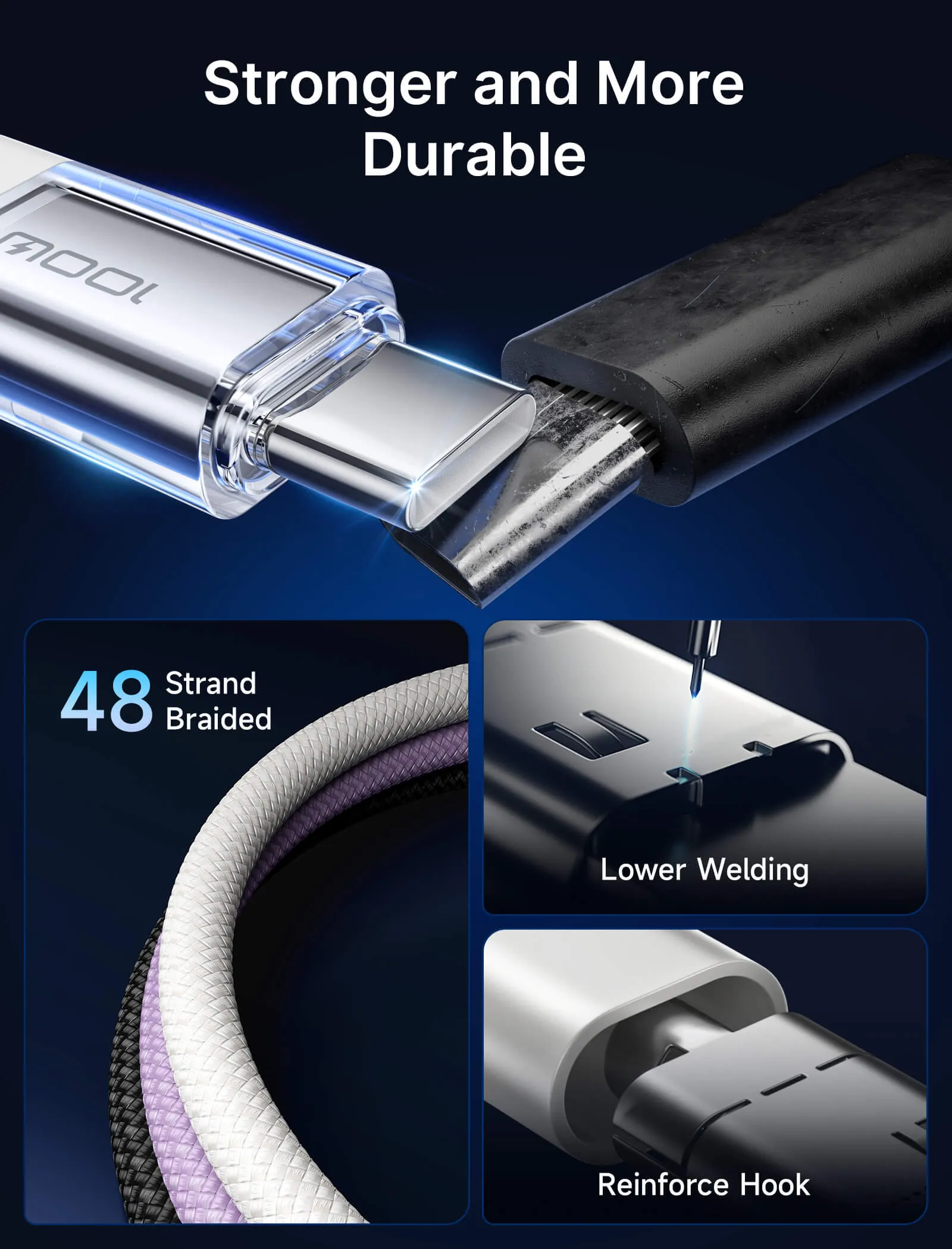 Transparent 100W USB-C to USB-C Charing Cable