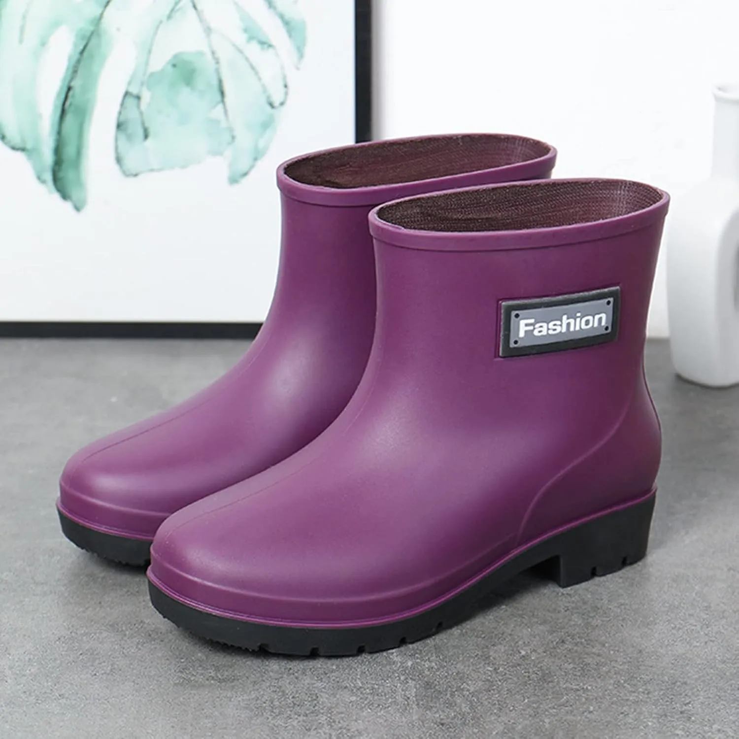 Waterproof Mid Calf Women Rain Boots Lightweight Comfortable Wide Calf Garden Shoes Fishing Boots Women