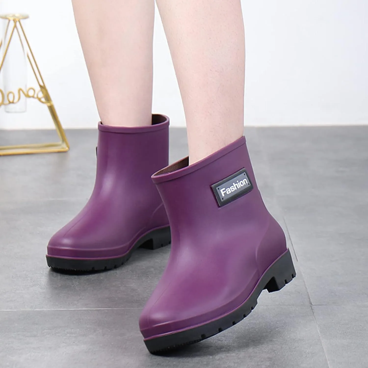 Waterproof Mid Calf Women Rain Boots Lightweight Comfortable Wide Calf Garden Shoes Fishing Boots Women