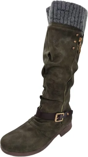 White Cowgirl Boots Suede Zipper Thigh High Boots Low Heels Knee High Boots Over Knee Tall Long Bootie