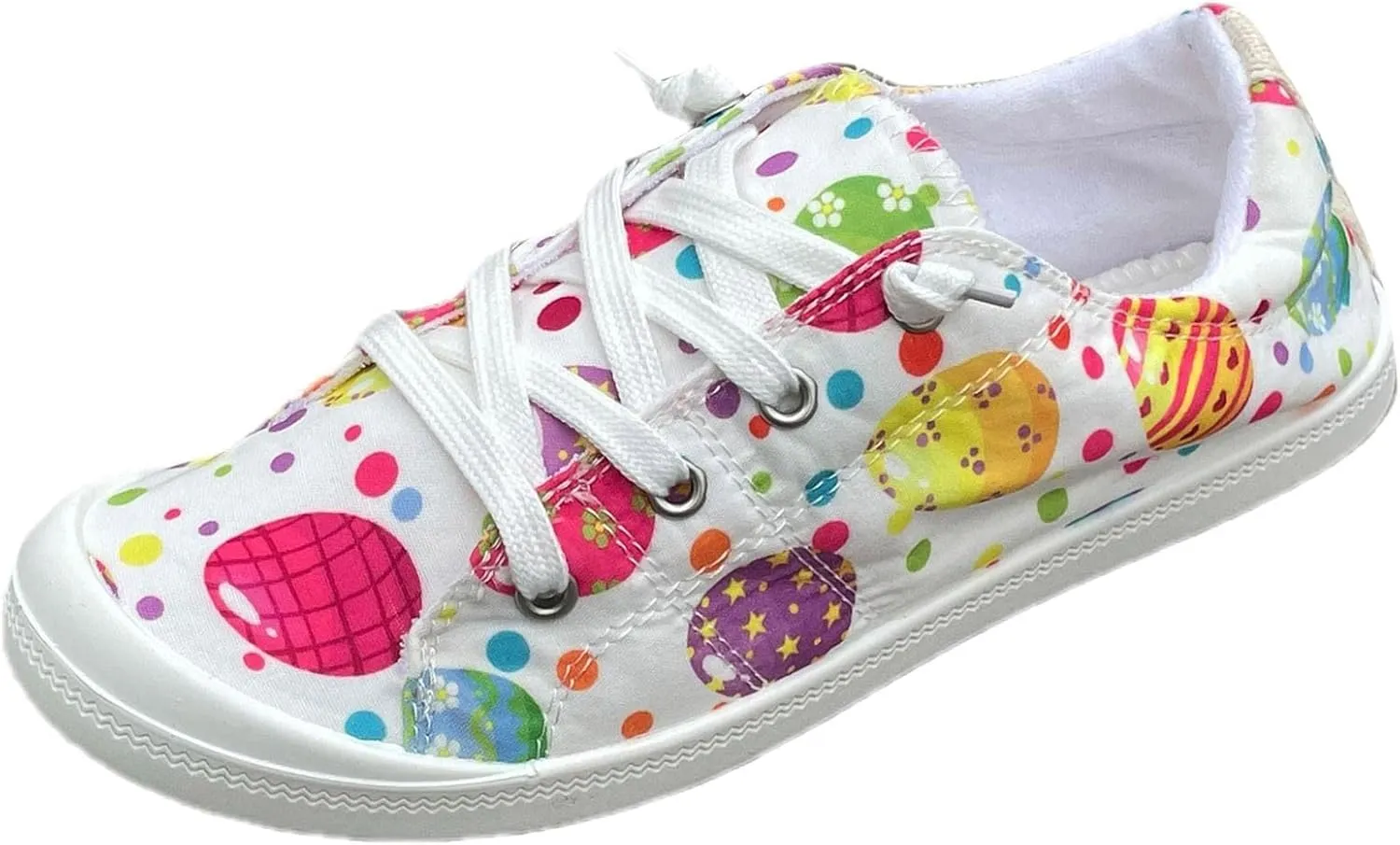 Women Fashion Casual Sneakers Canvas Lace-Up Loafers Lightweight Ladies Shoes Flat Soft Soled Comfortable Shoes Cute Slip on Wide Feet Toe Box Breathable Arch printed lace couples B84-Green