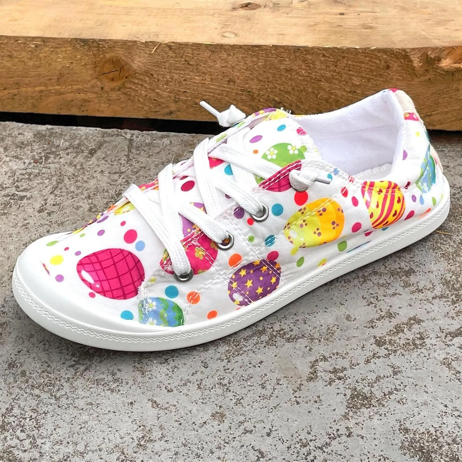 Women Fashion Casual Sneakers Canvas Lace-Up Loafers Lightweight Ladies Shoes Flat Soft Soled Comfortable Shoes Cute Slip on Wide Feet Toe Box Breathable Arch printed lace couples B84-Green