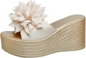Women Summer Platform Wedge Sandals Open Toe High Heel Beach Slippers Casual Dress Ankle Strap Flip Flops Vacation Travel Fashion Comfortable Slides