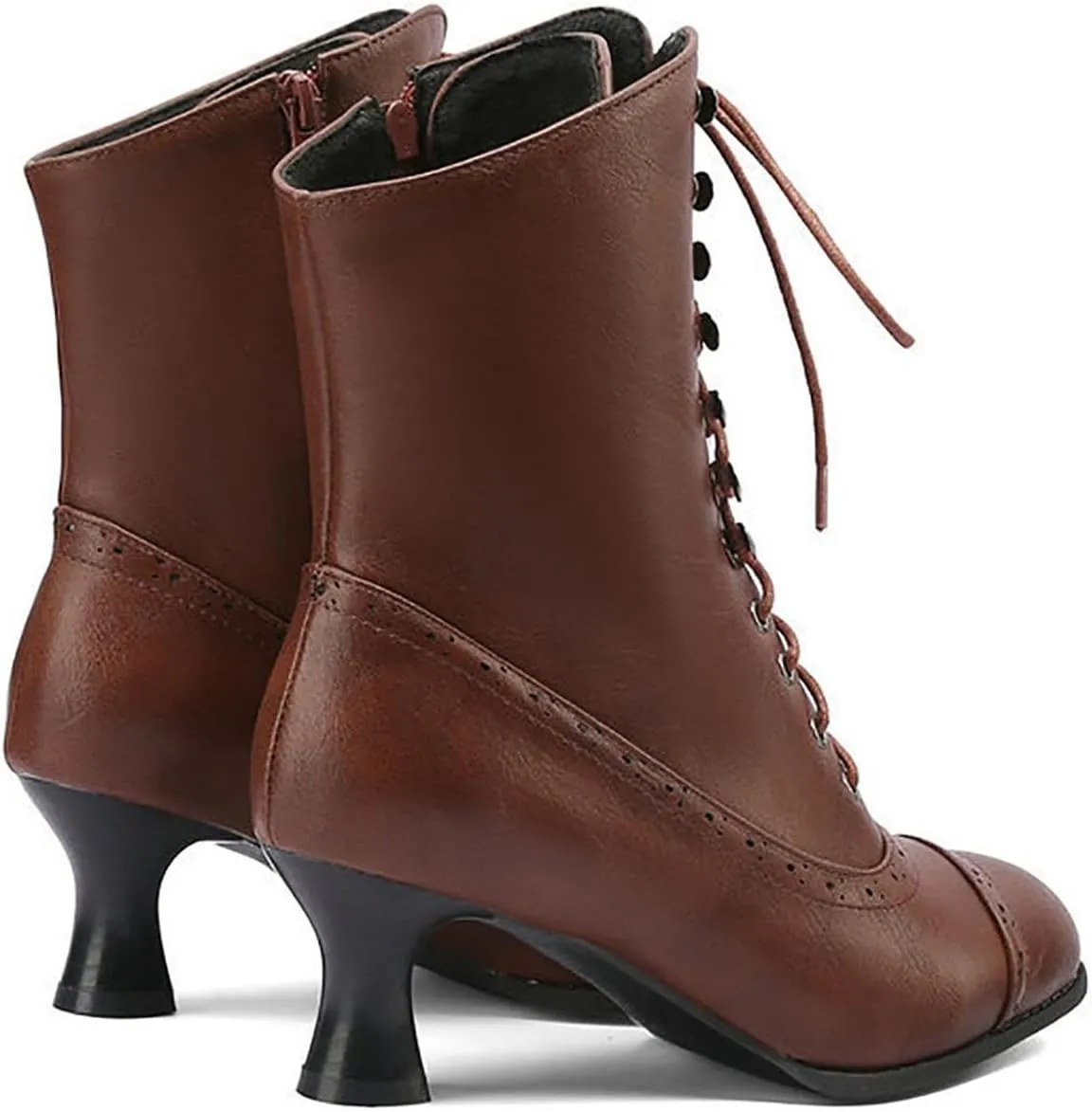 Women's Ankle Boots Vintage Kitten Heel Victorian Boots Fashion Lace Up Dance Boots Western 70s Medieval Cowboy Boots