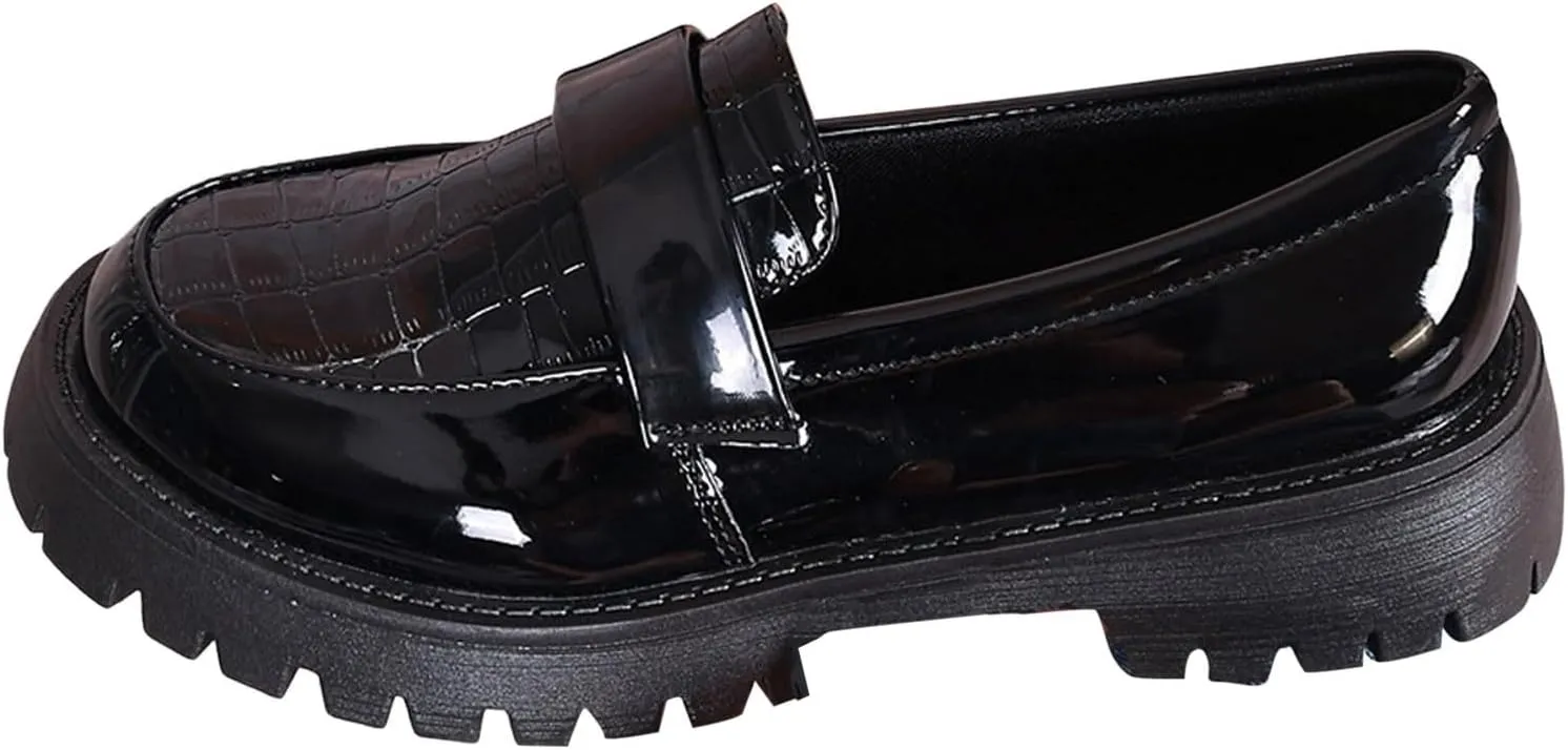 Women's Loafers, Hands Free Slip-on Chunky Lug Sole Dressy Shoes Wide Width Comfortable Casual Boat Shoe Ladies Cushioned Footbed Lightweight Jogging Comfy Walking Footwear for Daily Wear