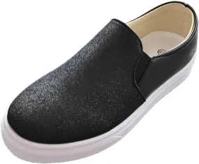 Women's Slip On Walking Shoes Flat Bottom Sequins Canvas Shoes Arch Support Orthopedic Low Top Loafer Shoes