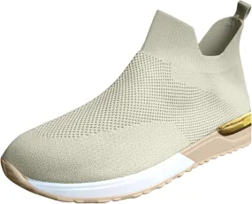 Womens Sneakers Non Slip Work Shoes Women Lightweight Breathable Knit Mesh Sock Flats Fashion Non Slip Workout Shoes for Hike Walk Yoga Dance Outdoors