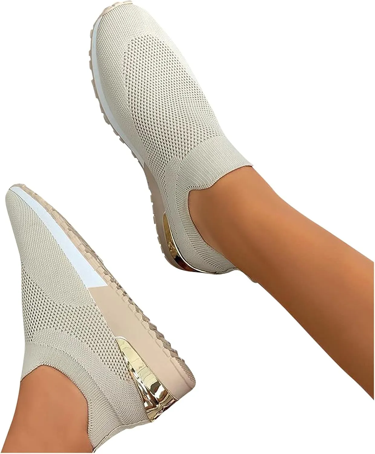 Womens Sneakers Non Slip Work Shoes Women Lightweight Breathable Knit Mesh Sock Flats Fashion Non Slip Workout Shoes for Hike Walk Yoga Dance Outdoors