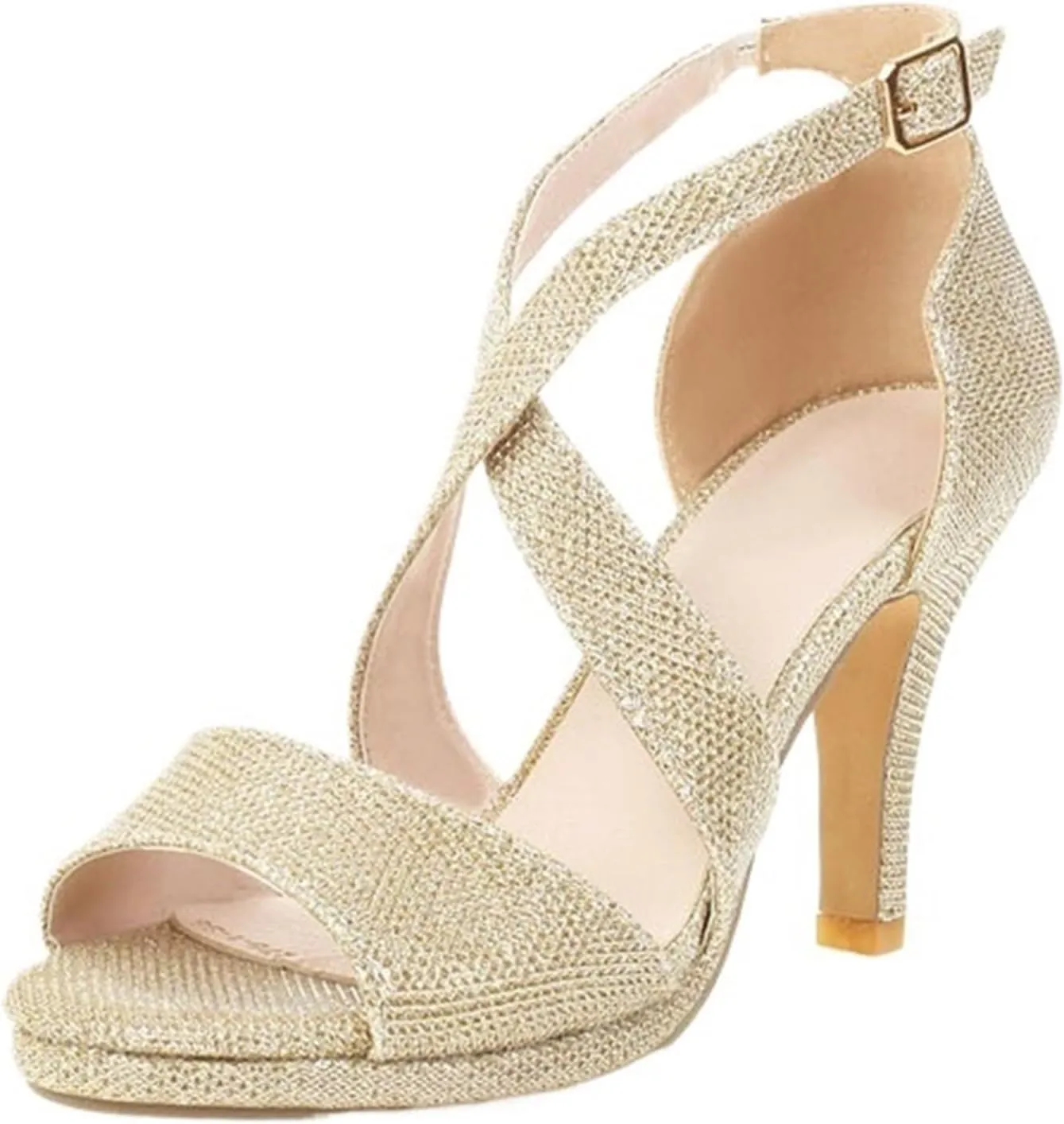 Women's Strappy Open Toe Stiletto Heeled Sandals Cross Summer Dress Wedding Party Shoes