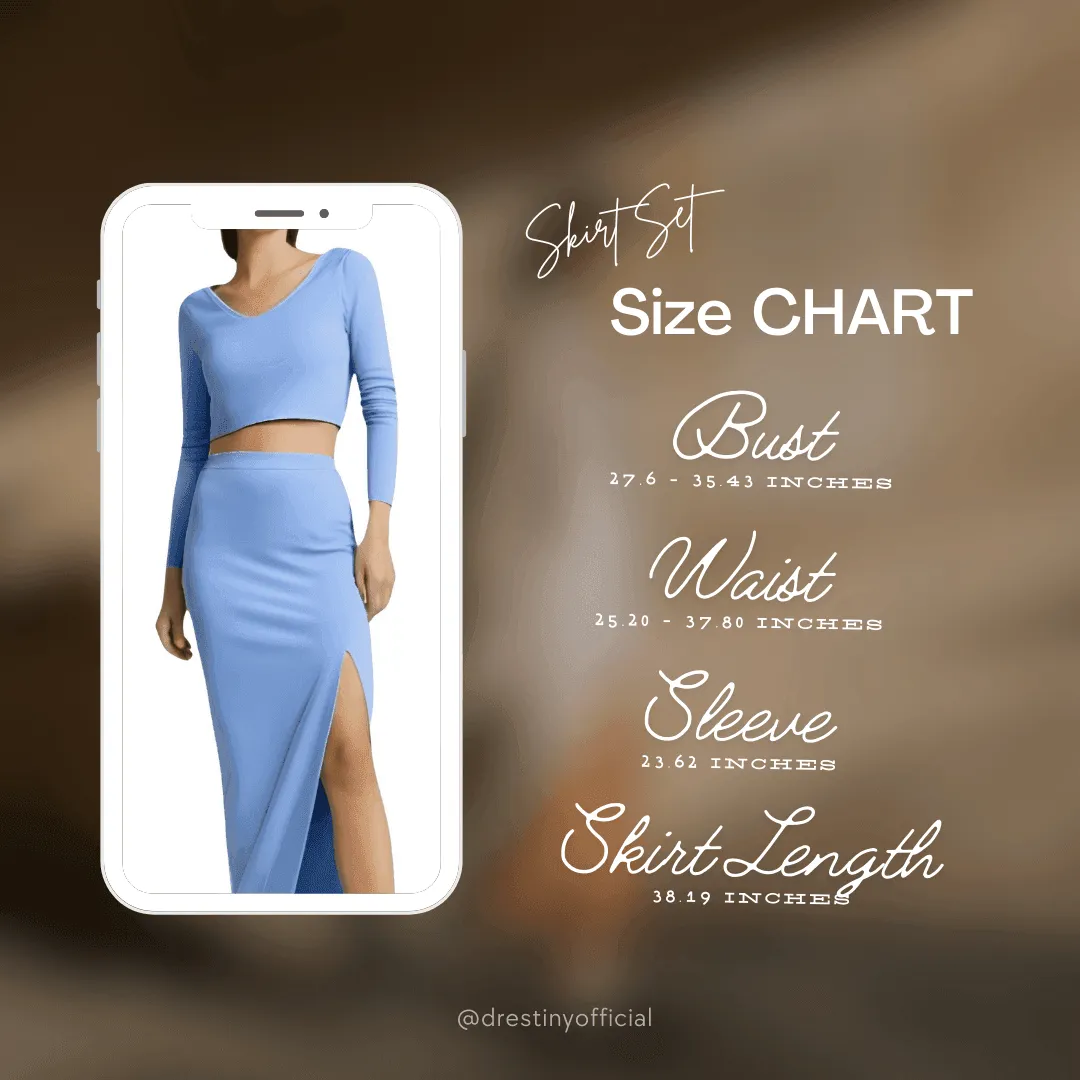 Women's Two Piece Skirt Suits Long Sleeves Knit Top   Split Long Skirt Sets