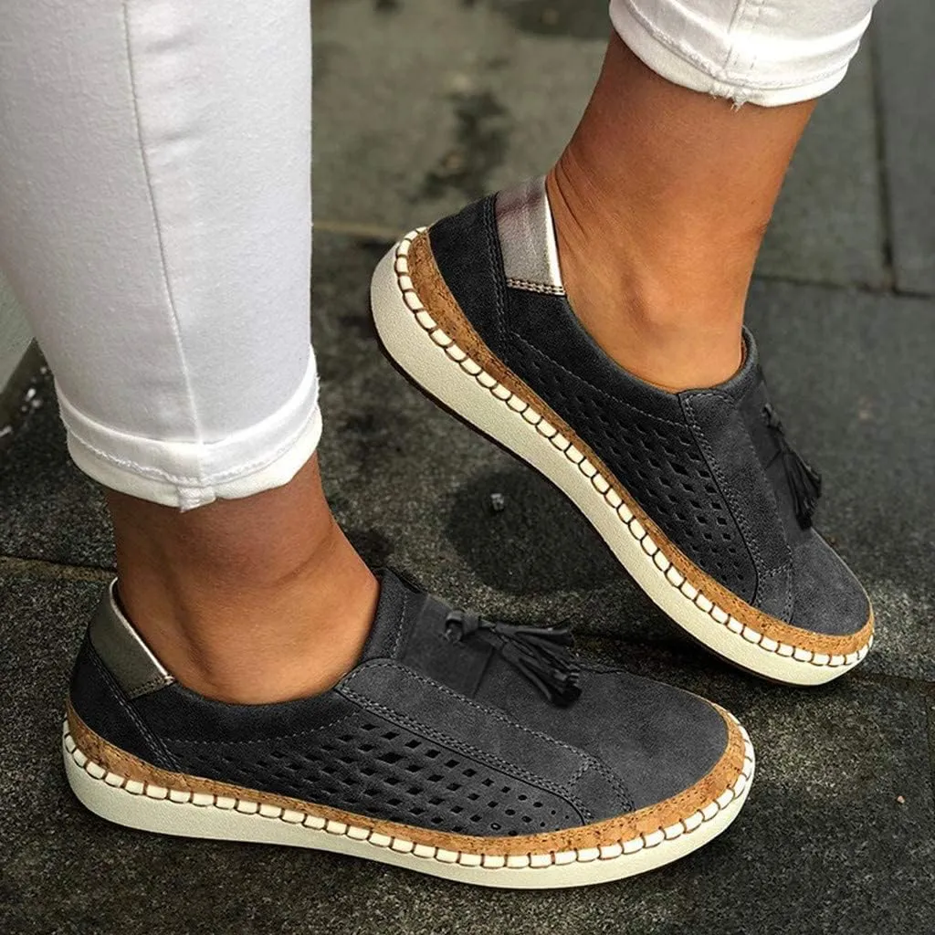 Womens Walking Shoes Comfortable Loafers Breathable Mesh Sneakers Comfort Wear Orthowear Shoes Slip On Tassel Loafers Canvas Comfy Sneakers Women Lightweight Going Out Flats Casual Footwear 2025