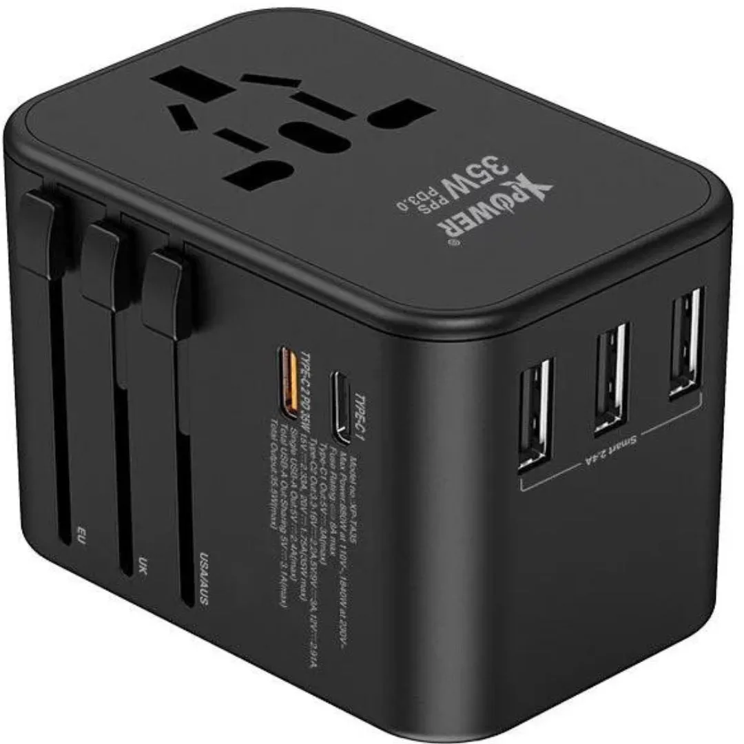 XPower TA35 35W 5-Port Travel Adapterwith PD 3.0 Fast Charging - Black
