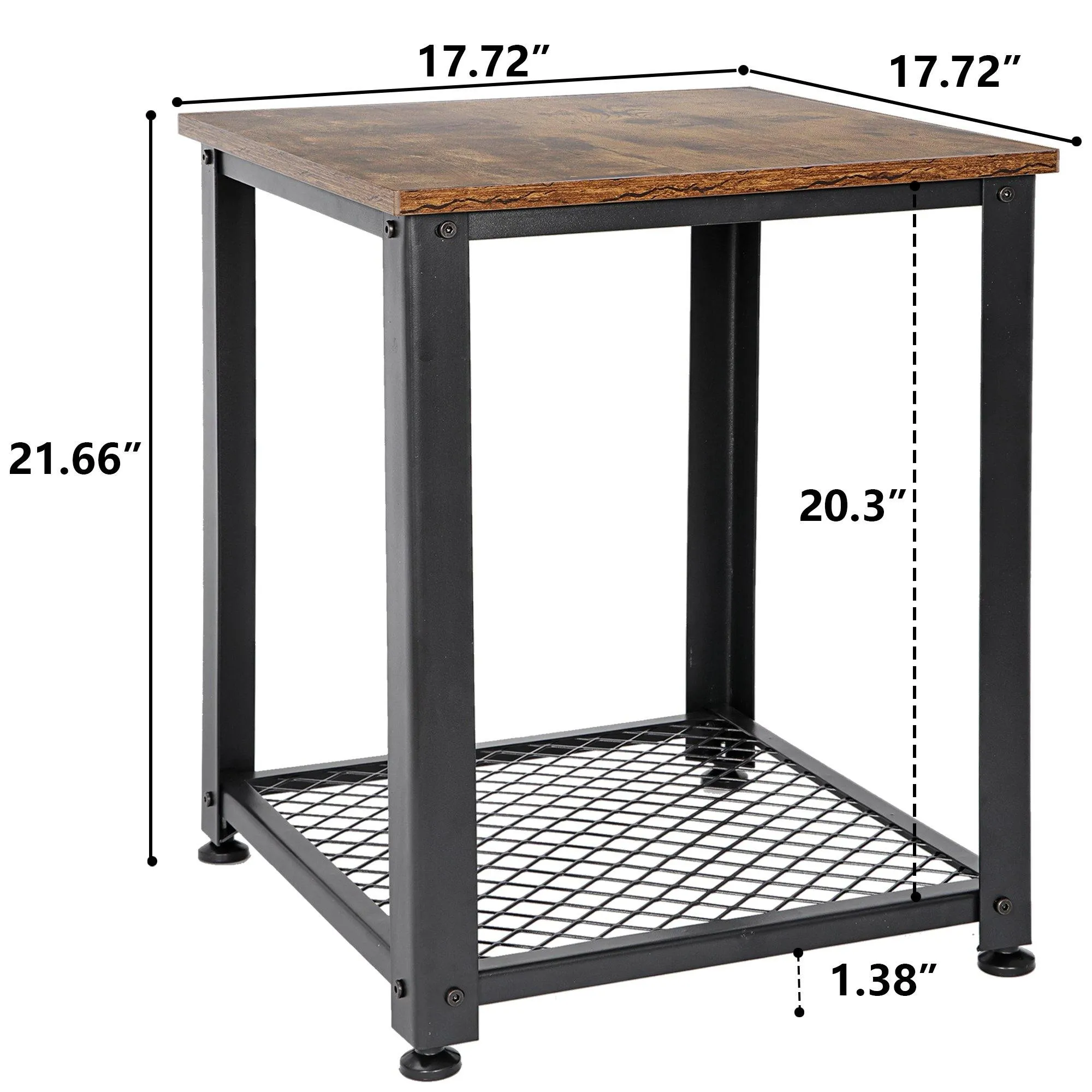 ZENY™ End Table, Sofa Side Telephone Table with 2-Tier Shelves, Nightstand for Bedroom, Living Room